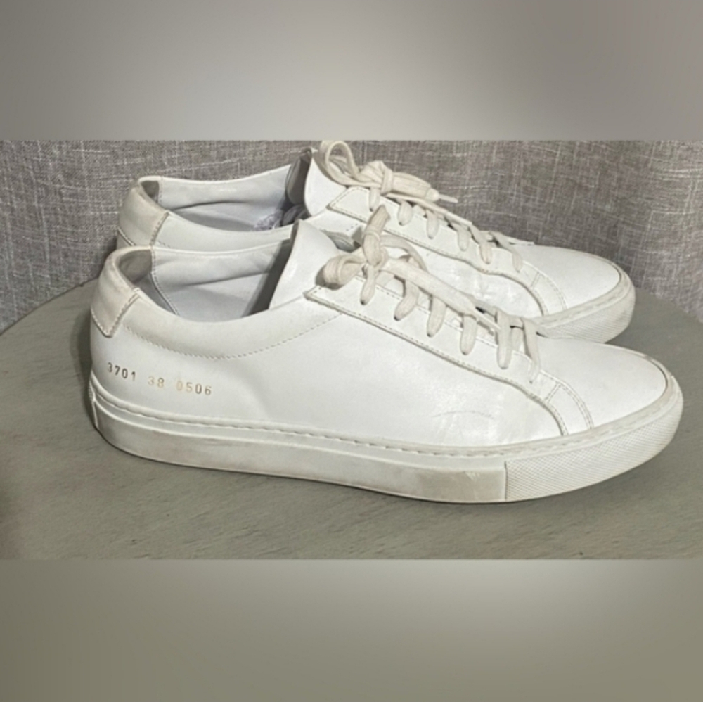 Leather Common Projects Original Achilles Low White Leather Sneakers Eu 38 Us 8 View 6